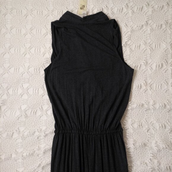 New Max Studio Jumpsuit Dark Blue Knit Wide Leg Sleeveless V Neck Large Women L - Picture 7 of 8